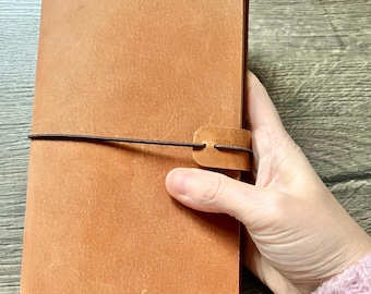 Travellers travelers notebook mid brown leather journal with inserts and pockets