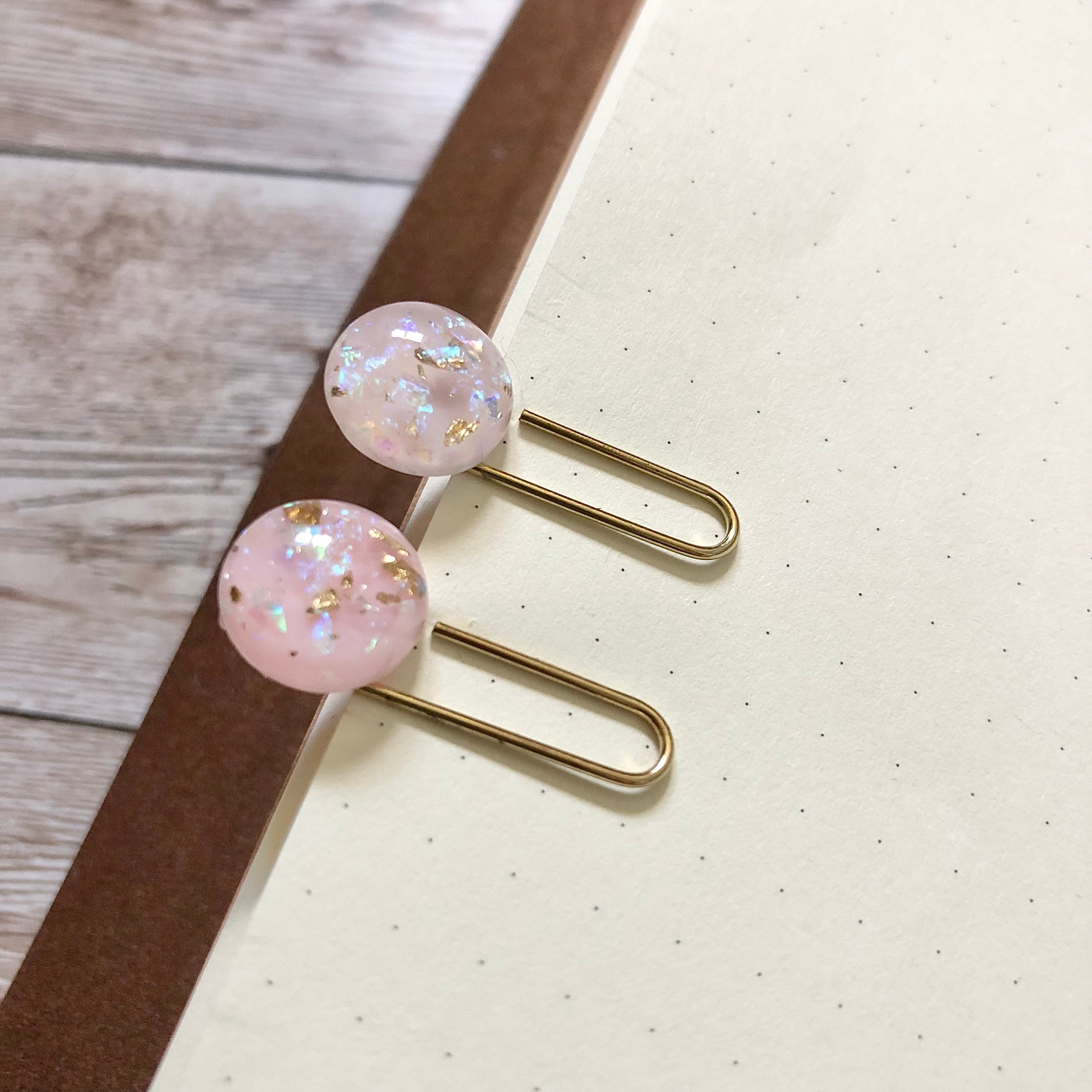 Planner Journal Pink Gold Leaf Paper Clip Set of 2 Etsy Australia