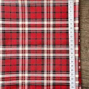 100% cotton fabric metallic gold red tartan Scottish Christmas fabric fat quarter or metre image 1