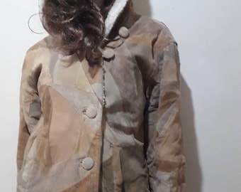 Suede patchwork coat / vintage patchwork coat/ winter coat / suede coat/ seventies coat/ bohemiam clothes
