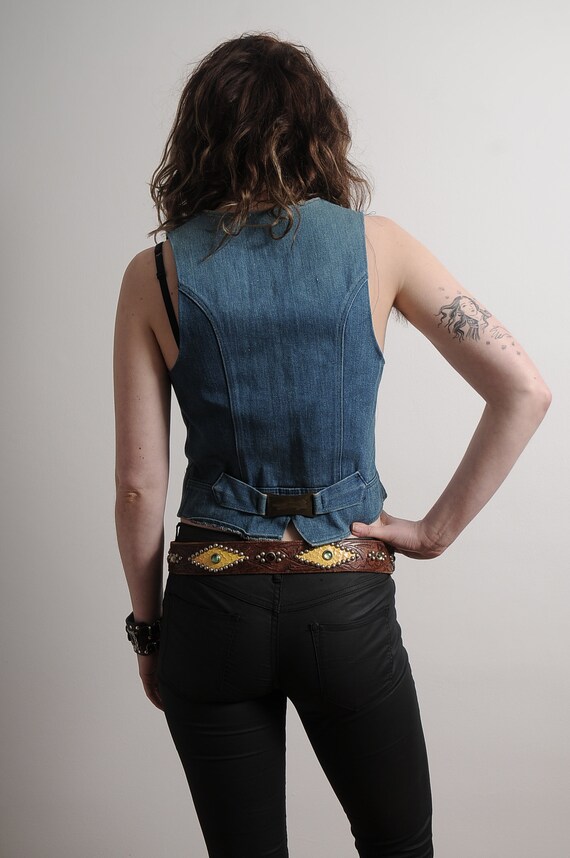 Vintage Denim Waistcoat / Rocker Waistcoat / Denim