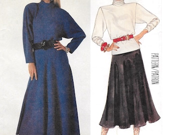 A Long Tapered Sleeve, Gathered Collar Top and Full Circular Skirt Sewing Pattern for Women: Uncut - Size 10, Bust 32-1/2" • McCall's 2846