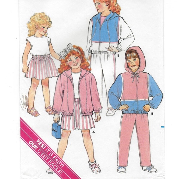 A Hooded Jacket, Pull-On Skirt, Pullover Top & Pull-On Pants Pattern for Children: Uncut - Sizes 2-3-4 , Breast 21"-23"• Butterick 3650