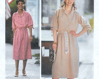 A Stretch Knit Front Band Closing, Below Elbow Sleeve Pullover Dress Sewing Pattern for Women: Uncut- Size 10 Bust 32-1/2" • Simplicity 8726