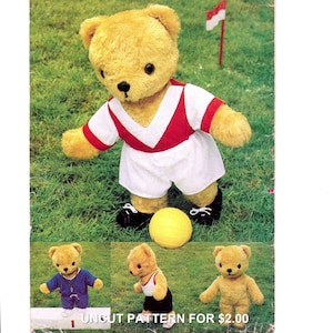 A 17-Inch Stuffed Bear with Sports Wardrobe Sewing Pattern: Uncut • Butterick 426
