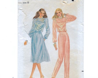 A Standing or Shaped Collar Blouse, Camisole, Bias Skirt & Tapered Pants Sewing Pattern for Women: Size 8 Bust 31-1/2" • Butterick 3485