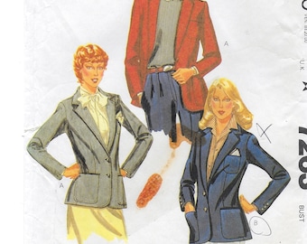 A Lined, Buttoned, Notched Collar, Fitted Jacket Sewing Pattern for Women: Uncut - Size 18 Bust 40" • McCall's 7263