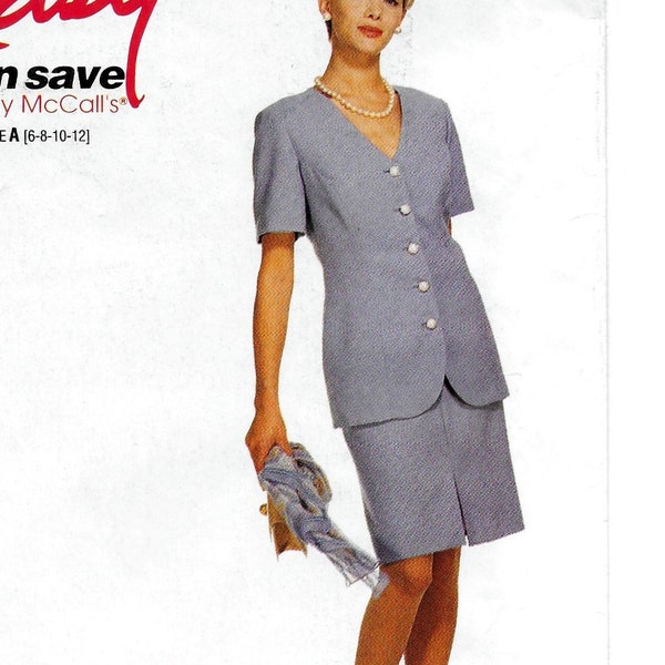 A Short Sleeve, Shaped Hemline Jacket & Straight Skirt Pattern for Women: Uncut - Sizes 6-8-10-12, Bust 30-1/2" - 34" • Stitch 'n Save 7471