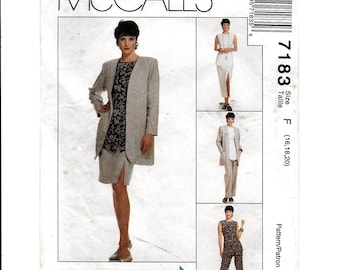 A Cardigan, Vest, Pull-On Knee Length & Midi Skirt and Pants Sewing Pattern for Women: Uncut - Sizes 16-18-20, Bust 38"-42" • McCall's 7183