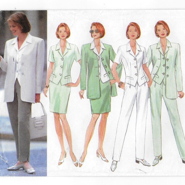 A Princess Seam, Long Jacket, Buttoned Top, Tapered Skirt and Front Pleated Pants Sewing Pattern for Women: Sizes 12-14-16 ~ Butterick 4888