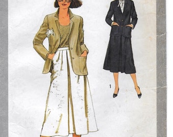 A Front Pleated A-Line Skirt and Long Sleeve, Notched Collar Jacket Pattern for Women: Sizes 6 & 8, Bust 30-1/2"-31-1/2" • Simplicity 8828