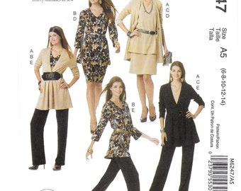 A Stretch Knit Separates Sewing Pattern for Women: Jacket, Tops, Sash, Skirt & Pants - Uncut - Sizes 6-8-10-12-14 ~ McCall's 6247