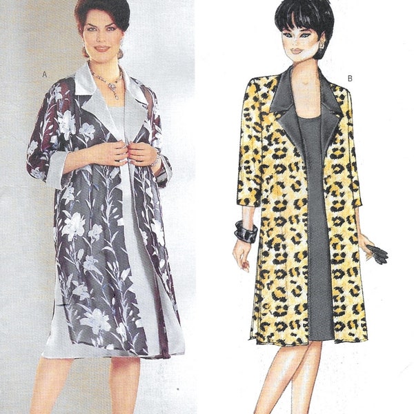 A Semi-Fitted Sleeveless Dress & Loose-Fitting Open Front Coat Pattern for Women: Uncut - Sizes 16W-18W-20W, Bust 38"-42" ~ Butterick 6477