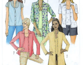 A Collared Shirt with Sleeve and Length Variations & Tank Top Sewing Pattern for Women: Uncut - Sizes 8-10-12-14 ~ Butterick 5034