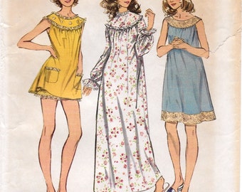 A Long or Cap Sleeve, Short-Medium-Ankle Length Nightgown & Bloomers Pattern for Women: Uncut - Size 6 Bust 30-1/2" • Simplicity 5030