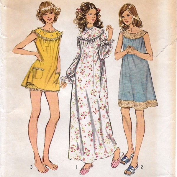 A Long or Cap Sleeve, Short-Medium-Ankle Length Nightgown & Bloomers Pattern for Women: Uncut - Size 6 Bust 30-1/2" • Simplicity 5030