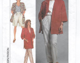 A Shaped Yoke, Straight Leg Pants & Shorts, and Loose Fit Jacket Sewing Pattern for Women: Uncut - Sizes 8-10-12-14-16-18 • Simplicity 9645