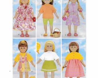 A Contemporary Wardrobe Sewing Pattern for 18" Dolls: Top, Shorts, Jumper, Skirt, Dress, Sandals, Headband - Uncut/Unused ~ Butterick 5452