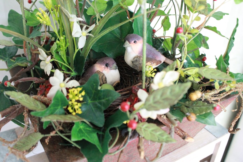 Silk Plant Arrangement With Bird & Bird Nest S20105 Etsy