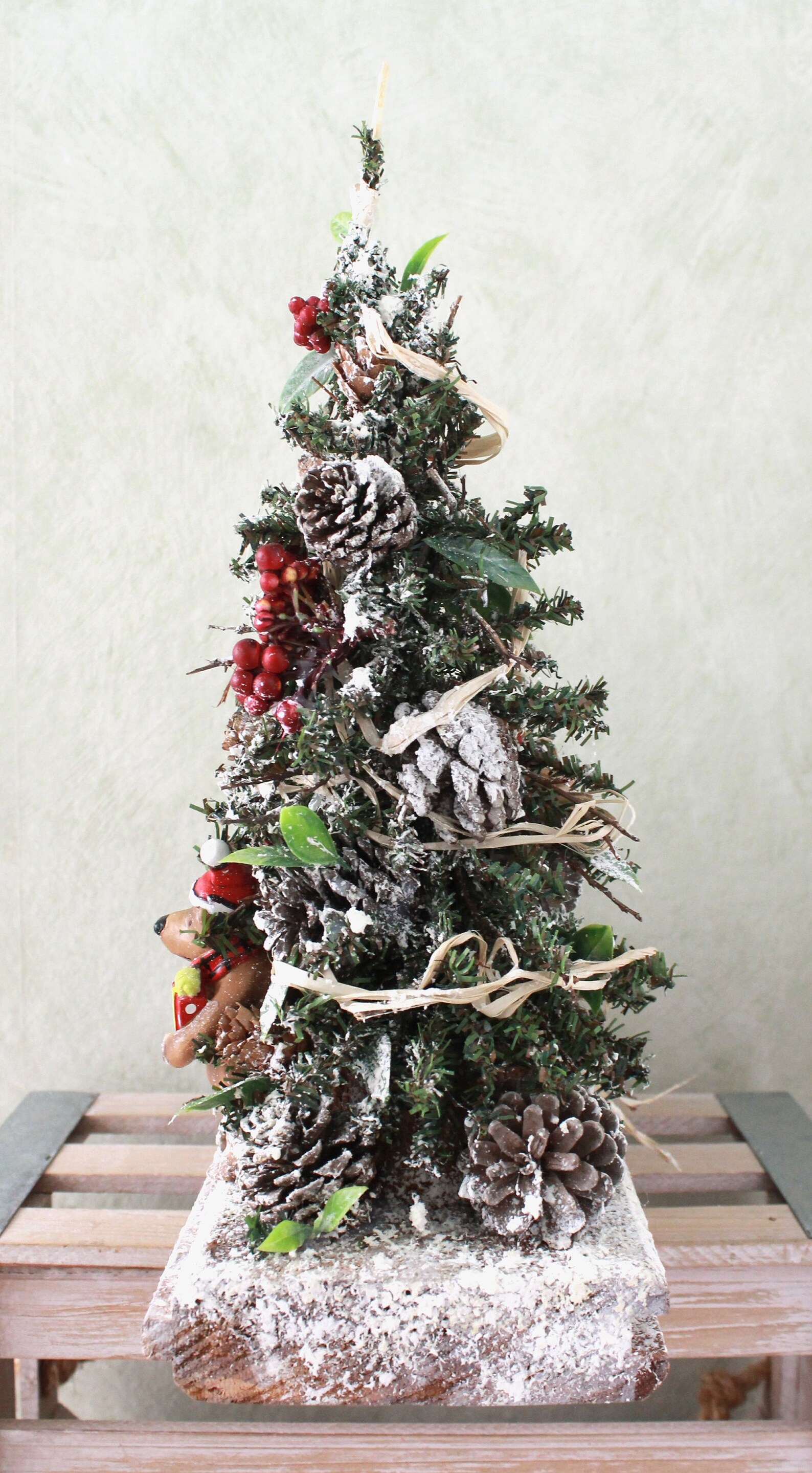 Small Artificial Tabletop Christmas Tree Bear House Etsy