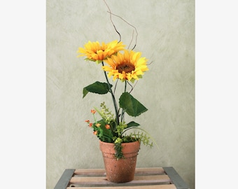 Silk Floral Arrangement - Yellow Sunflowers (A23-100)