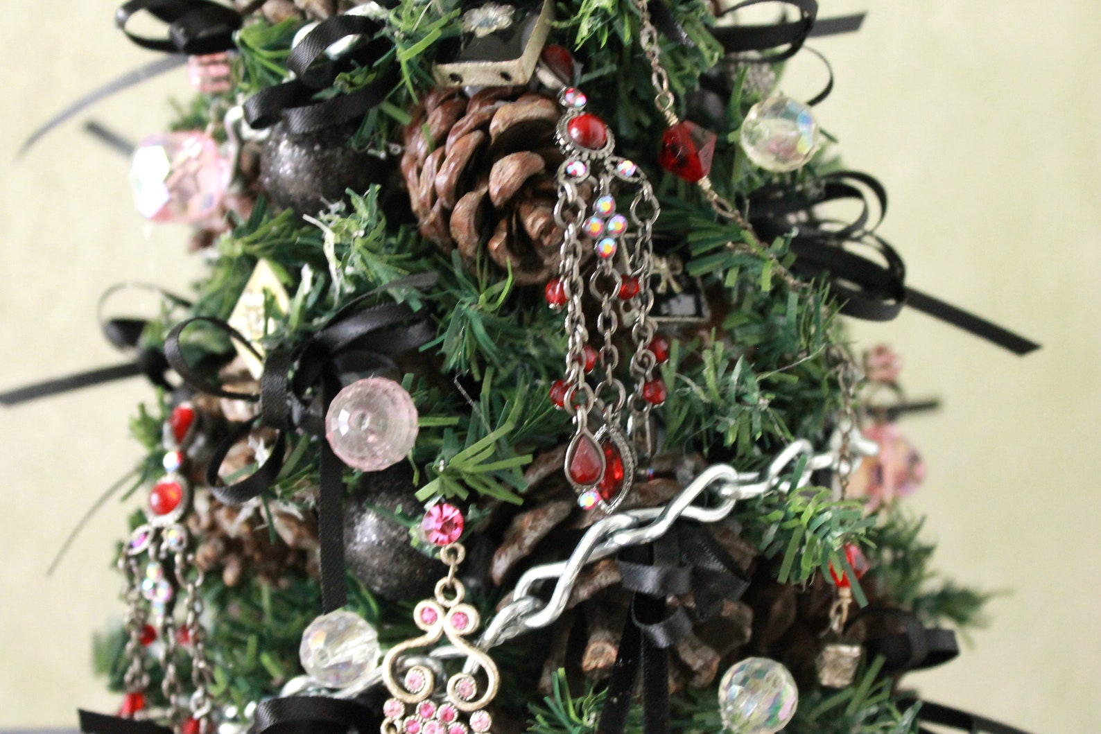 Small Artificial Tabletop Christmas Tree Black Jewelry Etsy