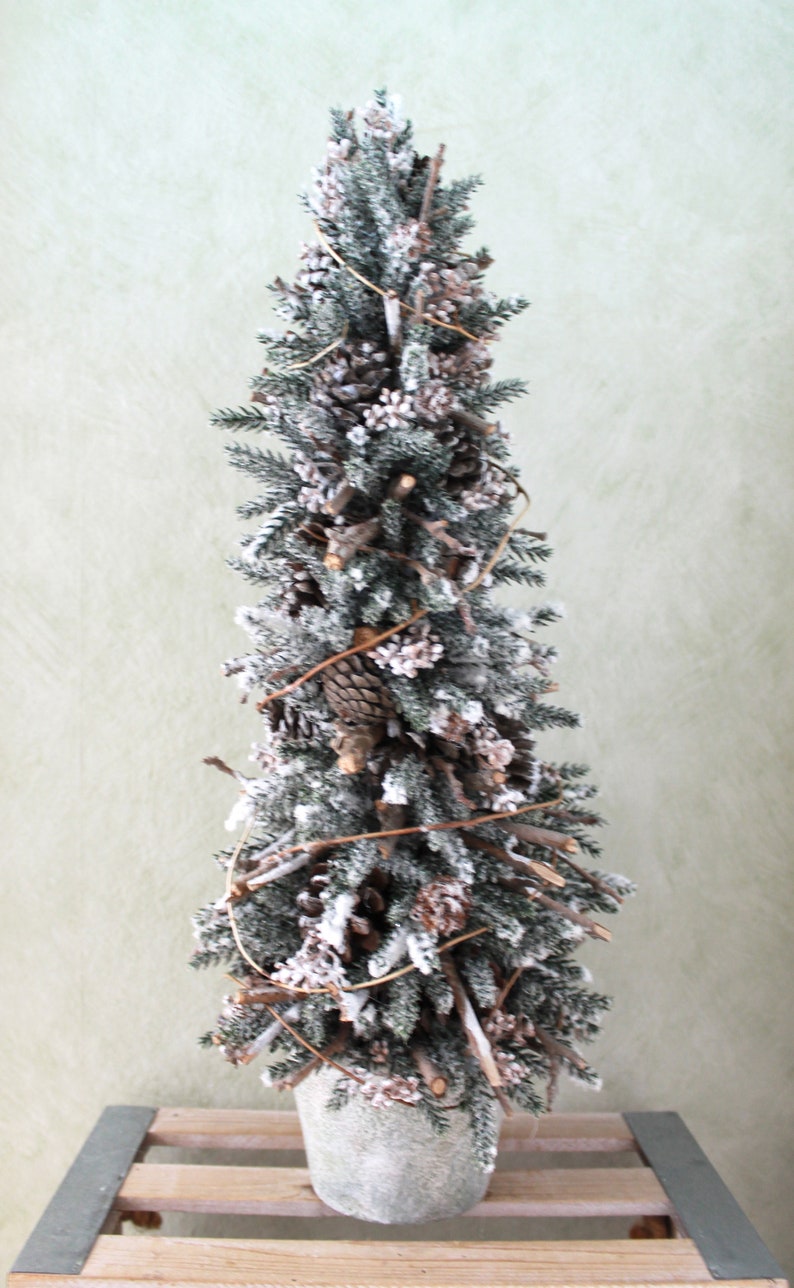 Artificial Tabletop Christmas Tree Snowy Twigs Pinecones XT2413 Etsy