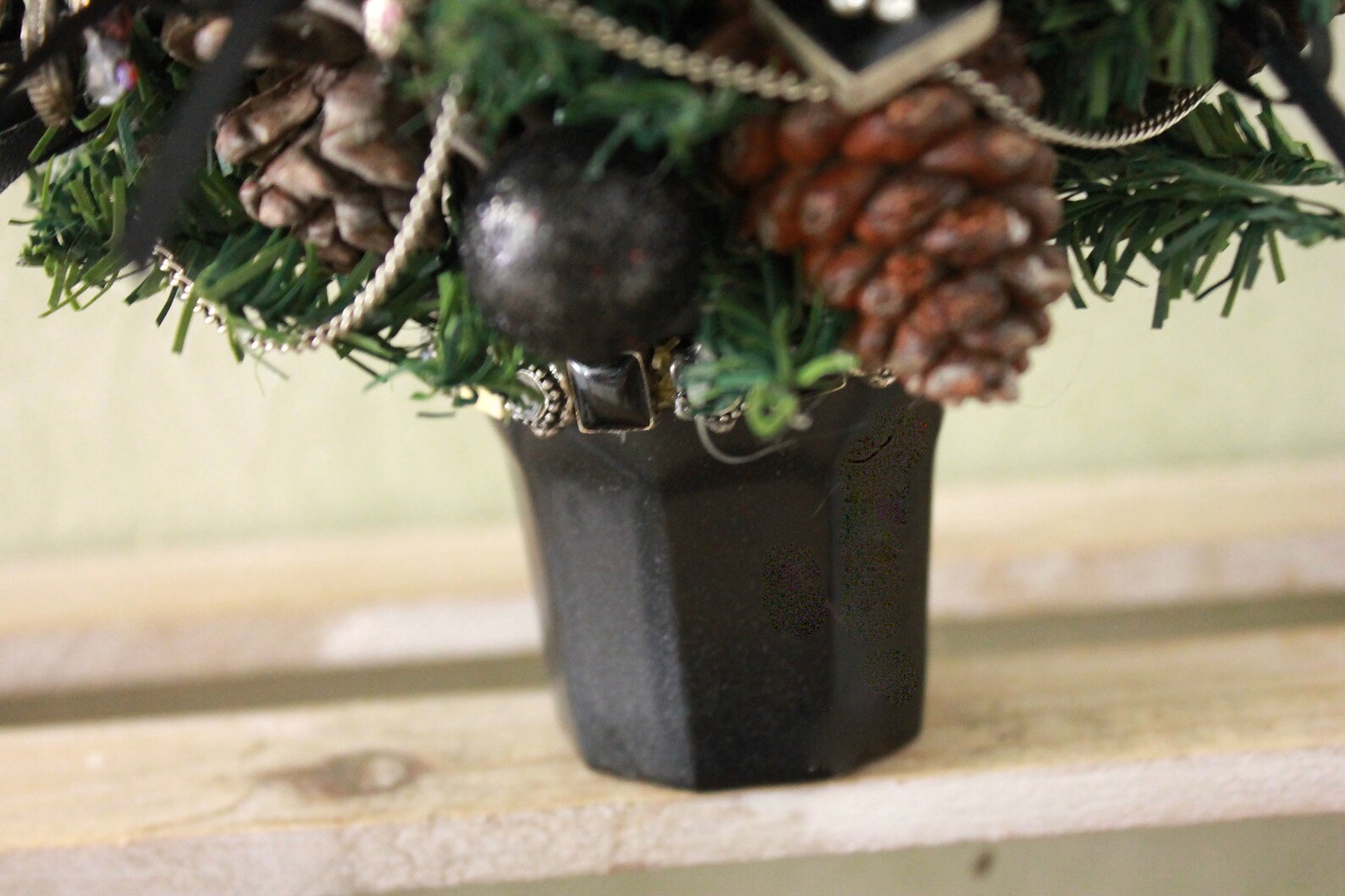 Small Artificial Tabletop Christmas Tree Black Jewelry Etsy