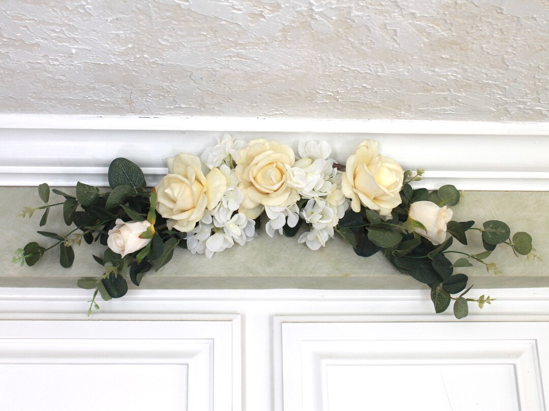 Silk Floral Festoon White Cream Eucalyptus F21110 Etsy