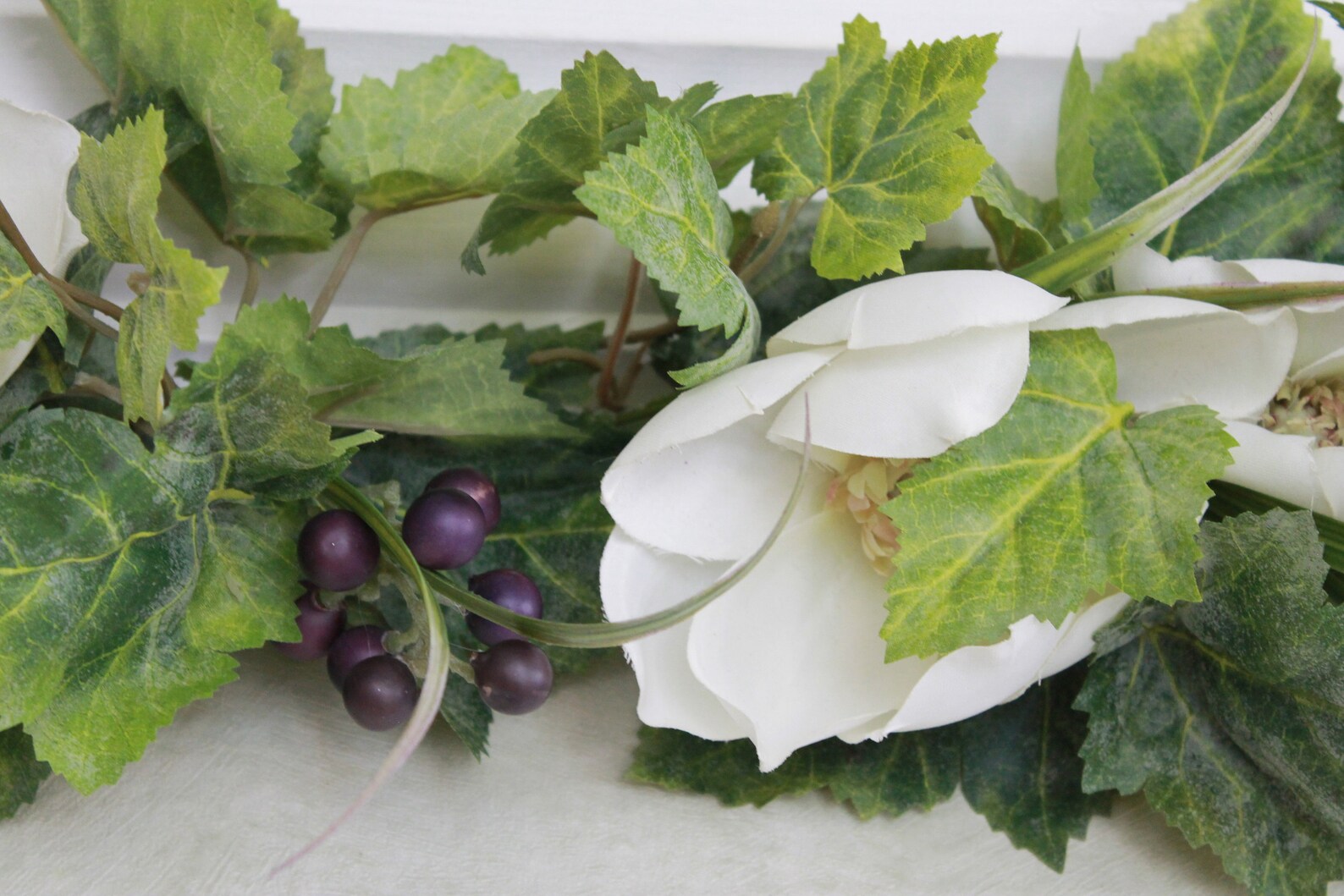Silk Floral Festoon White Flowers w/ Purple Berries Etsy