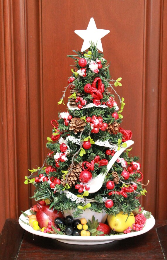 Small Tabletop Christmas Tree Fruit Platter Etsy