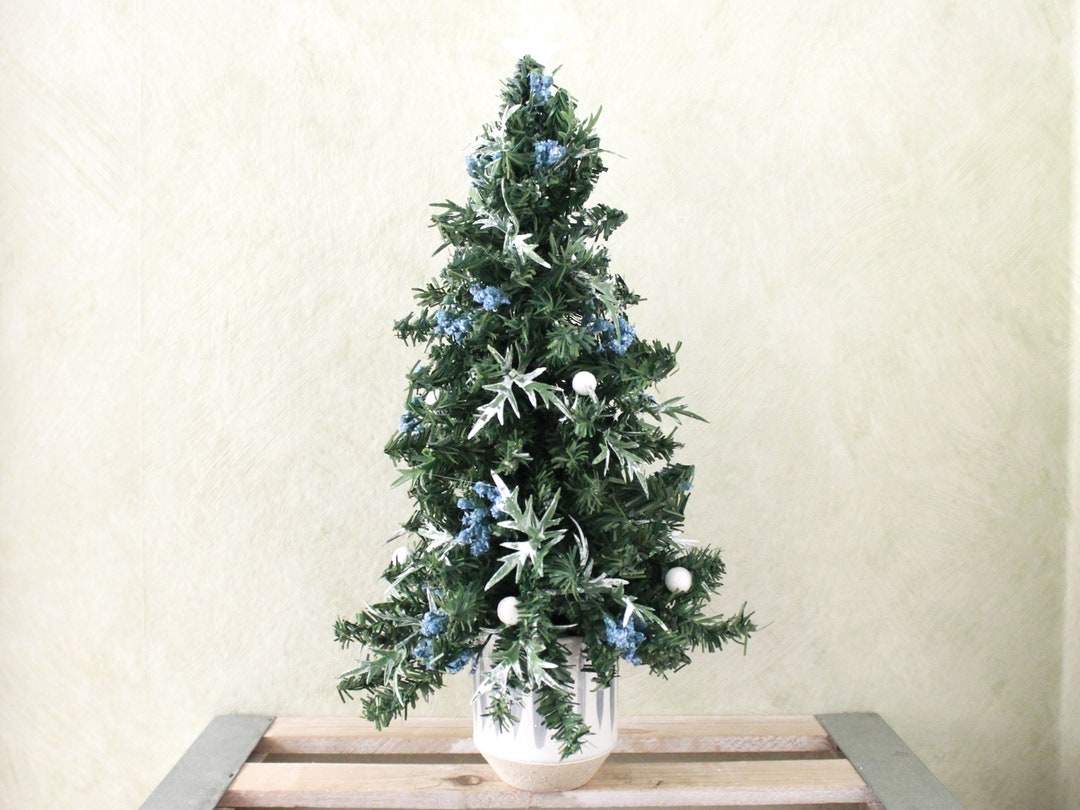 Small Artificial Tabletop Christmas Tree Blue White XST236 Etsy