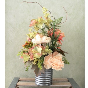 Silk Floral Arrangement - Peach | Green (A23-59)