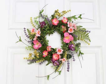 Silk Floral Wreath - Pink | Purple (W24-23)
