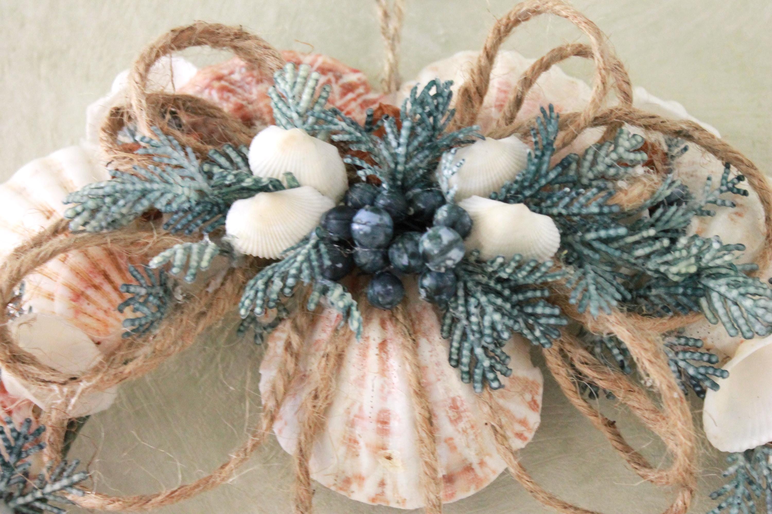 Seashell Wreath - Coral | Blue | White (W25-6) - Etsy