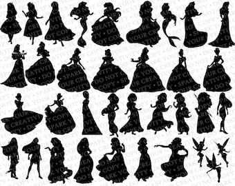beauty the beast silhouettes disney princess belle etsy