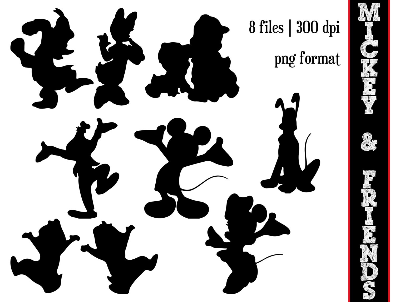 Mickey Mouse and Friends Silhouettes // Minnie Mouse | Etsy