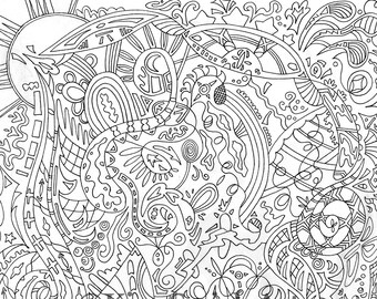 Unicorn Coloring Page Adult Coloring Page Coloring Pages For