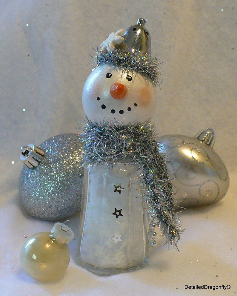 Salt shaker snowman snowman decorations christmas snowman Etsy