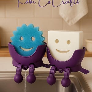 Whimsical Sink Sponge or Magic Eraser Holder | Cute Kitchen Organizer | Fun Dishwashing Accessory