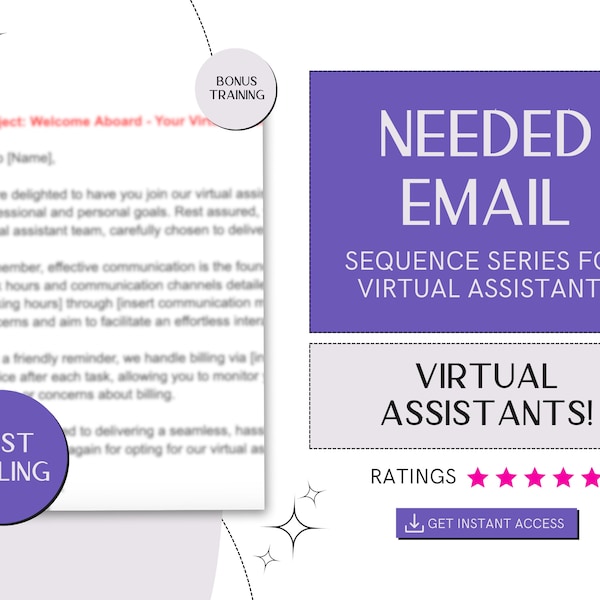 Professional Onboarding Email Template Pack for Virtual Assistant Services | Welcome | Weekly Updates | Review