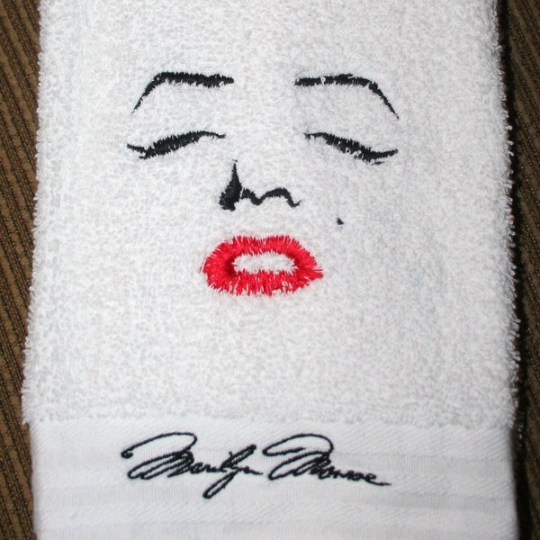 Marilyn Monroe Inspired Face Forward & Signature White 1 Hand Towel