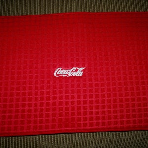 Coca Cola Inspired Red Dish Mat w/white thread for logo embroidered