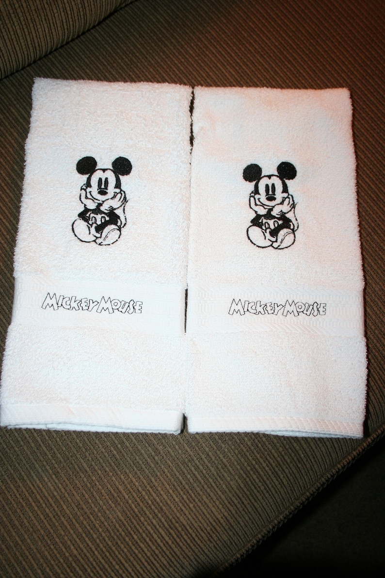 2 Mickey Mouse Inspired Hand Towels Etsy