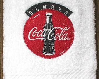 Coca Cola Inspired Cap Design 1 White hand towel with red design