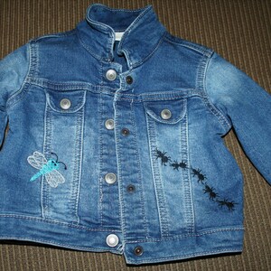 Upcycled Bug Designs Embroidered First Impressions Brand Jean Jacket Sz ...