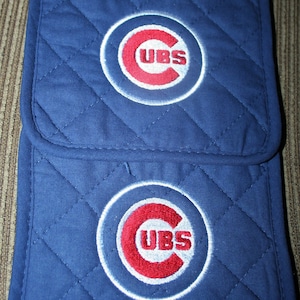 Chicago Cubs Inspired 2 Blue PotHolders w/logo in red and white
