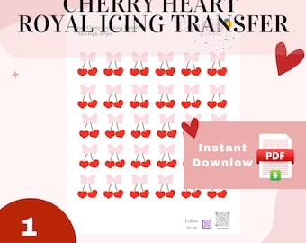 Cherry Heart Royal Icing Transfer