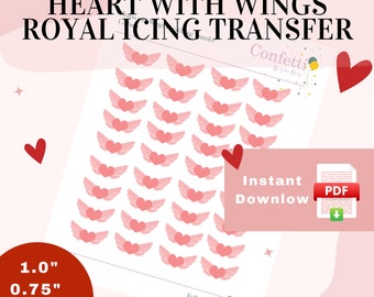 Heart With Wing Royal Icing Transfer