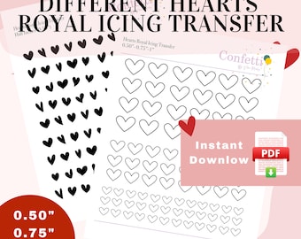 Different hearts shape Royal Icing Transfer